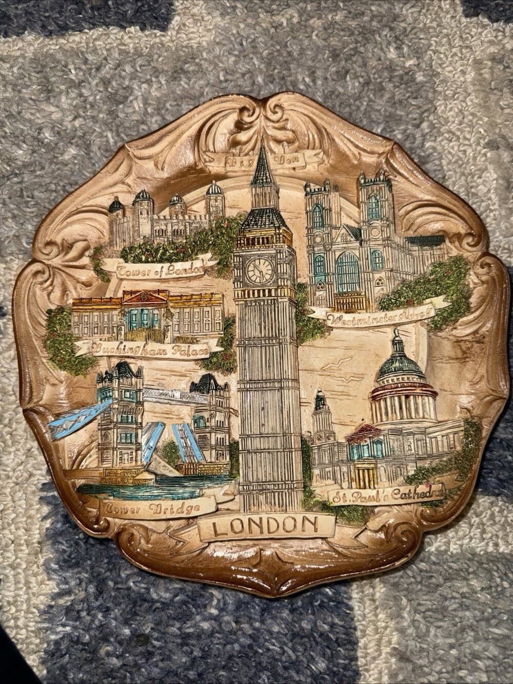 Vintage London Wall Plaque 3-D Tour Of London Hanging Art